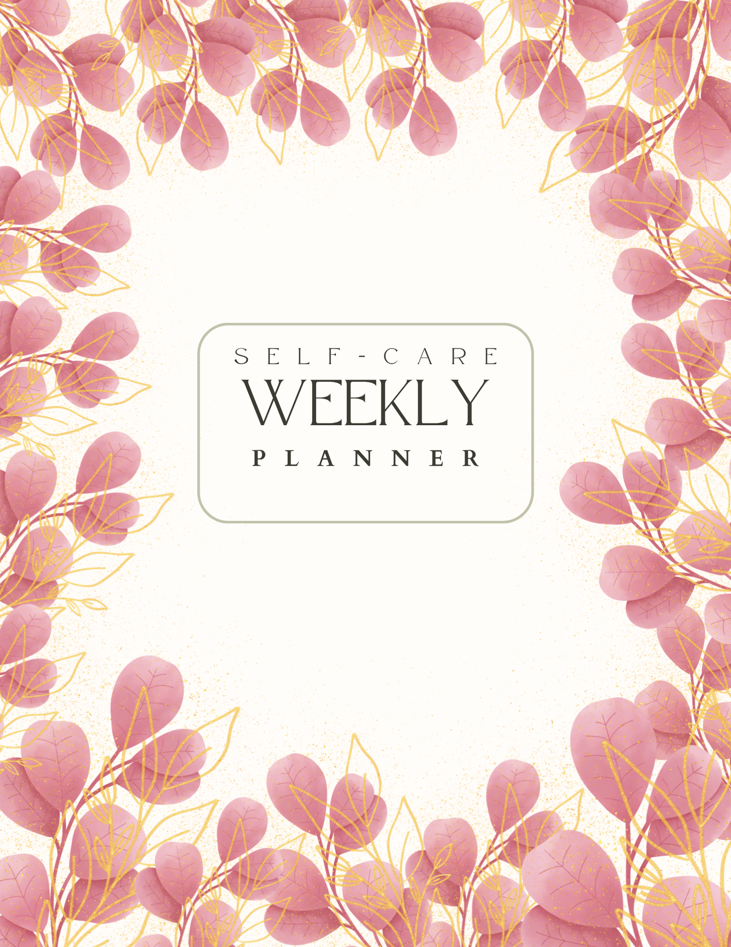Weekly planner with pink floral design on a white background