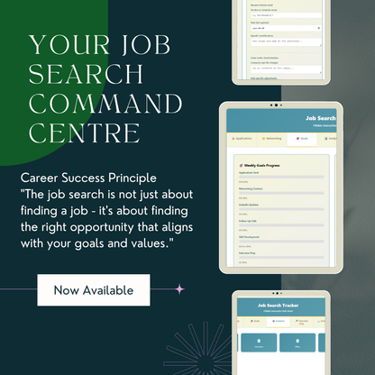 Rachel Solutions: Advertisement for a job search tool with text and device screens on a dark green background